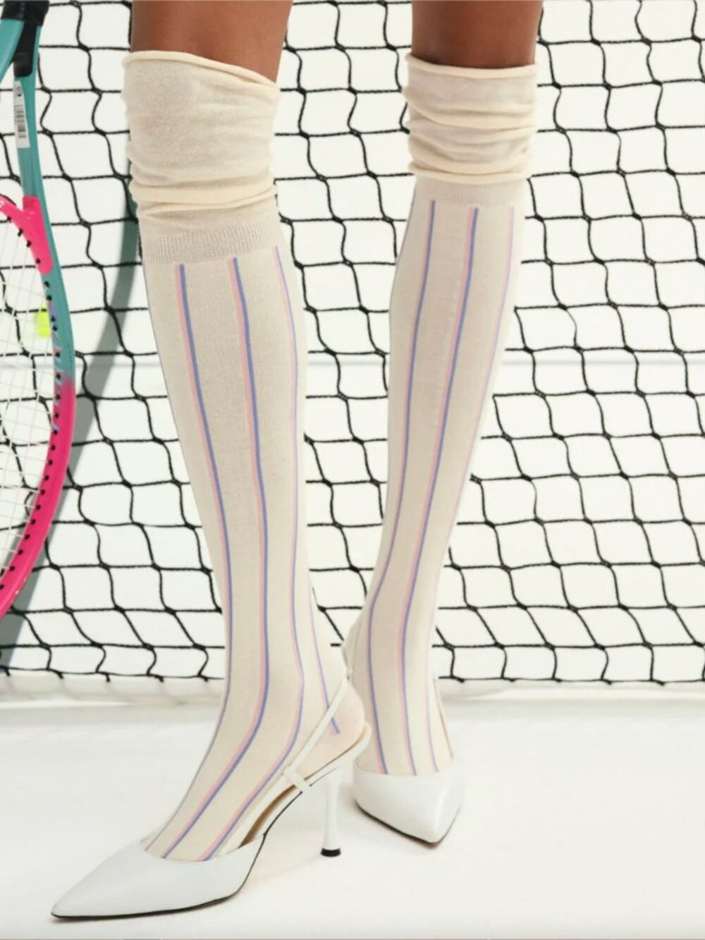 For Love & Lemons Knee High Stripe Socks -- BNWT